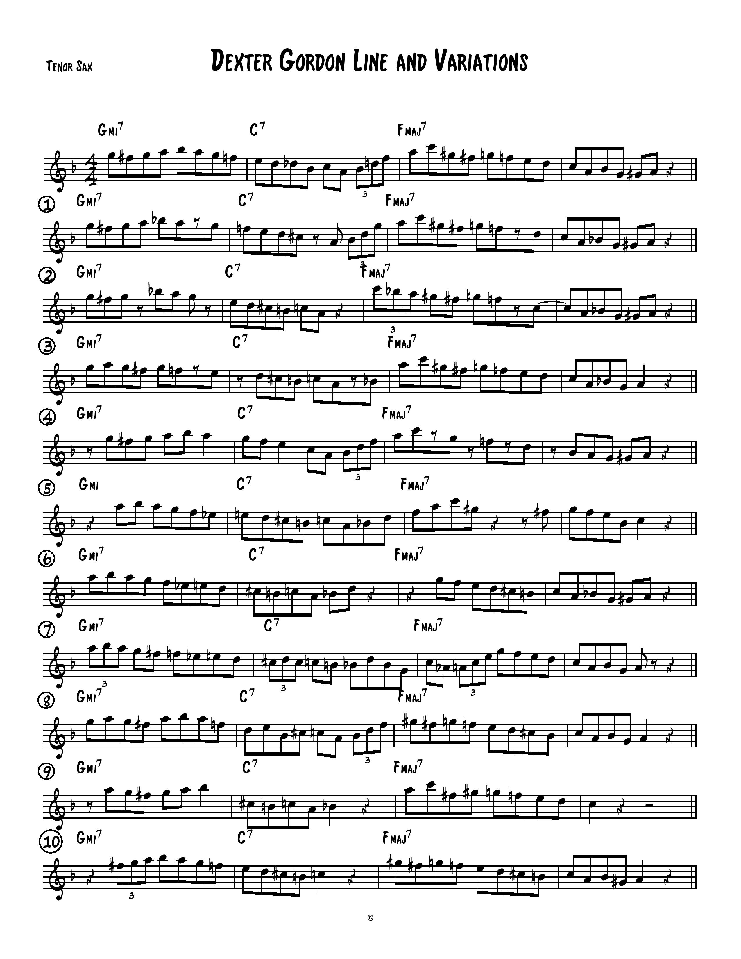 tenor sax jazz solo transcriptions
